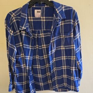 SO Royal Blue Plaid Button-Down Shirt